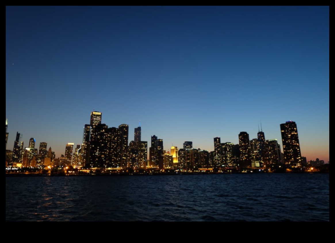 المناظر الليلية: مناظر المدينة مضاءة في الظلام